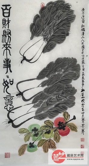 2020年11月3日张国富原创写意作品《百财聚来事亊如意图》100X50.jpg