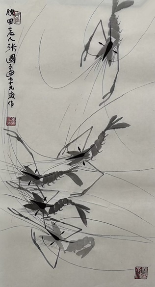 2024年9月16日张国富原创吉祥富贵画写意作品《五福图》原件 辰星纯白色生宣(68X38)。.jpg