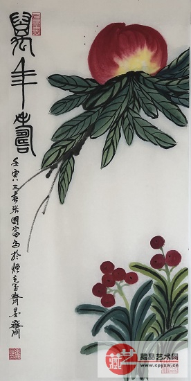 2022年4月5日张国富原创写意作品《万年寿图》大连95岁王寒枫先生收藏 原版生宣 规格68X34.jpg