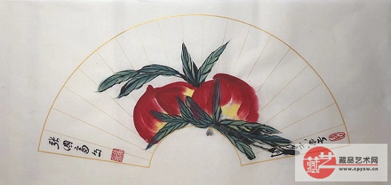 2022年8月6日张国富原创写意作品《长寿图》 扇面宣 68cmX34cm.jpg