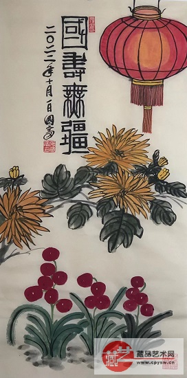 2022年10月1日张国富原创写意作品《国寿无疆》 半生半熟仿古宣 100X50。.jpg