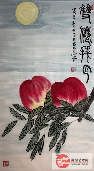 2022年10月4日张国富原创写意作品《双仙拜月图》 白色生宣 96X53。.jpg