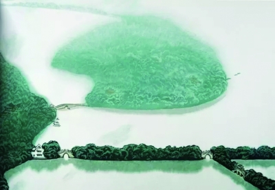 烟雨西子(版画) 1985年 陆放 浙江美术馆藏