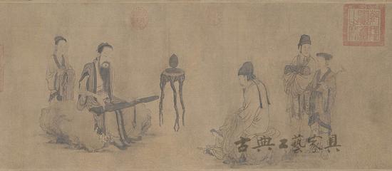 清代名画 王振朋《伯牙鼓琴图》,香几上博山炉正熏着香。香与古琴,也是知音之和,古琴名著《洞天清录》言:“夜深人静,月明当轩,香爇水沈,曲弹古调。此与羲皇上人何异。”