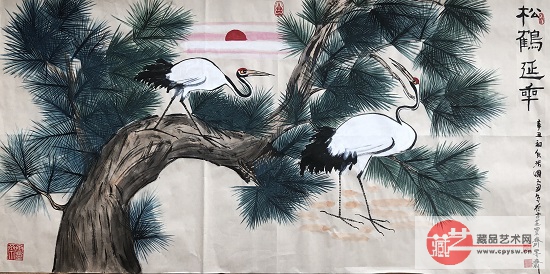 112021年8月25日张国富原创写意作品《松鹤延年图》四尺整张.jpg