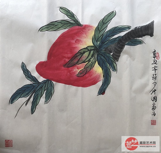 112021年7月25日张国富原创写意作品《千年寿桃》68X68.jpg