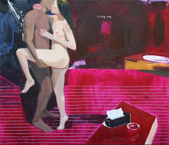 ���ҵĴ����������120cmx140cm �����ͻ� 2016 Look for your lips on my lips 120cmx140cm  oil on canvas 2016